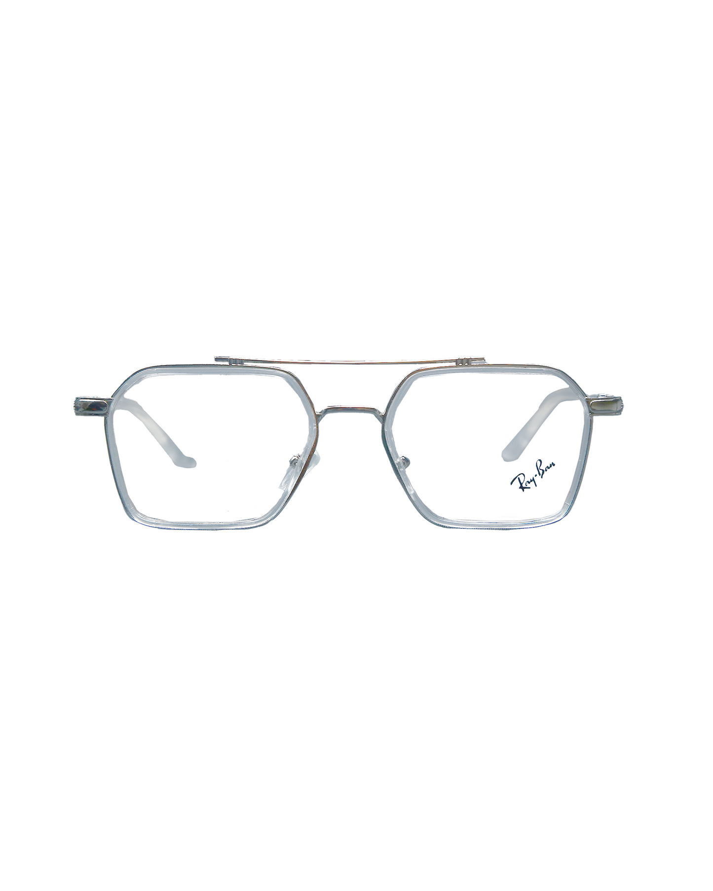 Clear Aviator-Style Metal Frame Eyeglasses