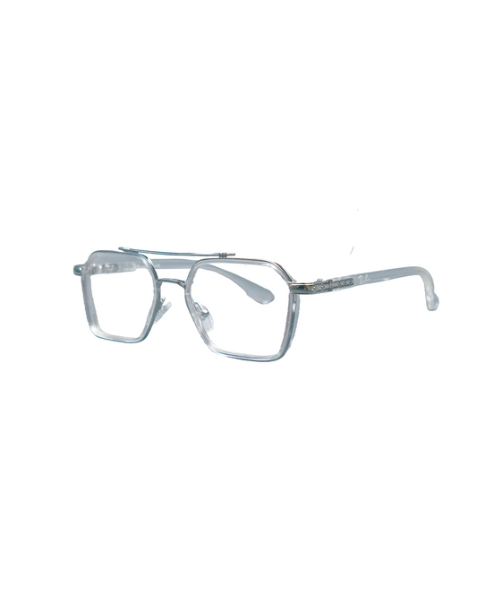 Clear Aviator-Style Metal Frame Eyeglasses
