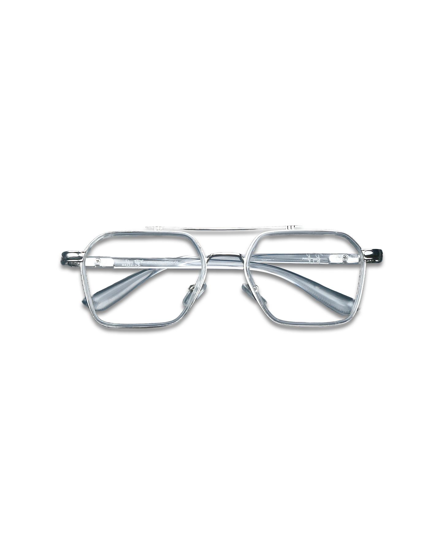 Clear Aviator-Style Metal Frame Eyeglasses