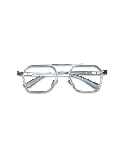 Clear Aviator-Style Metal Frame Eyeglasses