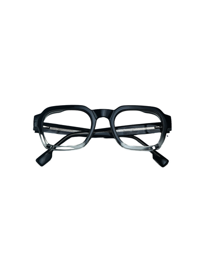 SMARTI Eyewear Bold Square Gradient Optical Glasses – Black to Clear Acetate Frame
