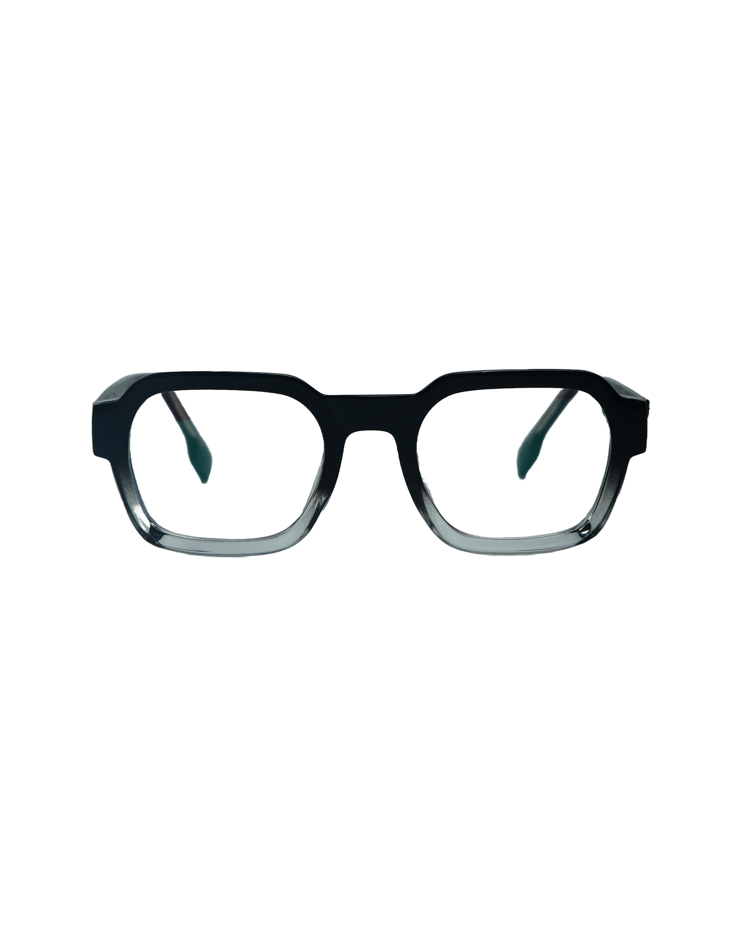 SMARTI Eyewear Bold Square Gradient Optical Glasses – Black to Clear Acetate Frame