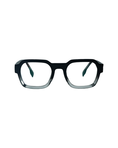 SMARTI Eyewear Bold Square Gradient Optical Glasses – Black to Clear Acetate Frame