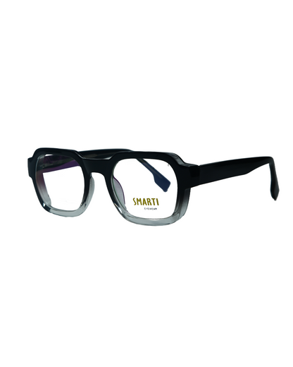 SMARTI Eyewear Bold Square Gradient Optical Glasses – Black to Clear Acetate Frame