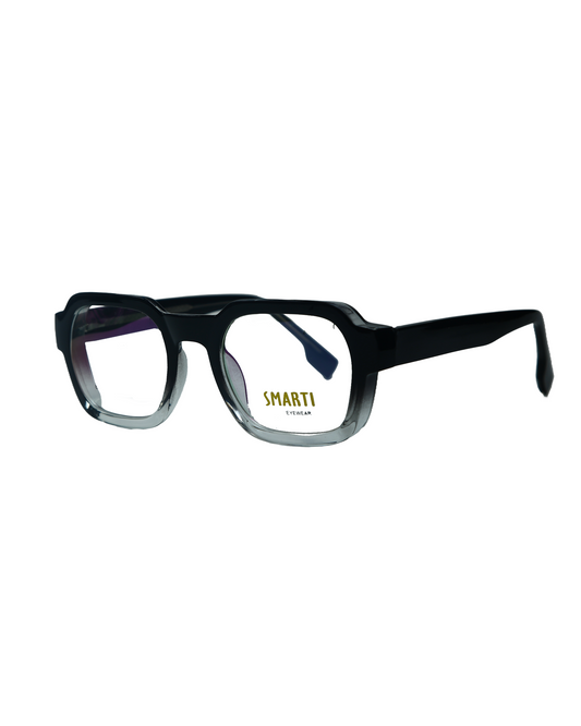 SMARTI Eyewear Bold Square Gradient Optical Glasses – Black to Clear Acetate Frame
