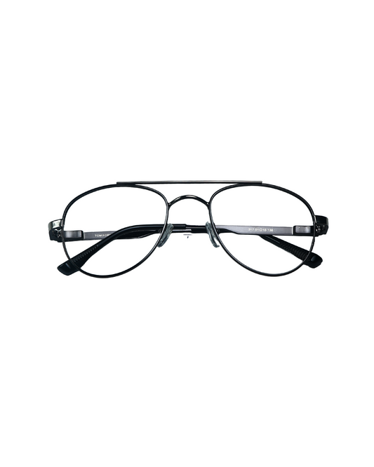 Classic Aviator Prescription Eyeglasses – Matte Black Metal Frame